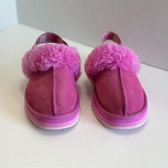 UGG Funkette Big Girls Pink Fluffy Fur Slide Slippers Indoor Outdoor Size 5 or 6 - Picture 5 of 15